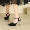 8-1 pointed thin heel black high heels women's summer new bag head hollow waterproof table high heel single shoes