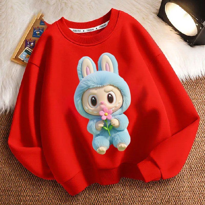 Mikiny s kulatým výstřihem pro děti, s dlouhým rukávem, módní a volné mikiny pro chlapce a dívky na jaro a podzim
