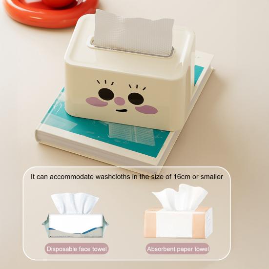 Smile Face Tissue Box Cute Tissue Holder with Spring Mechanism Rectangular Tissue Case Tissue Box Cover Napkin Dispenser for Bedroom Bathroom Car