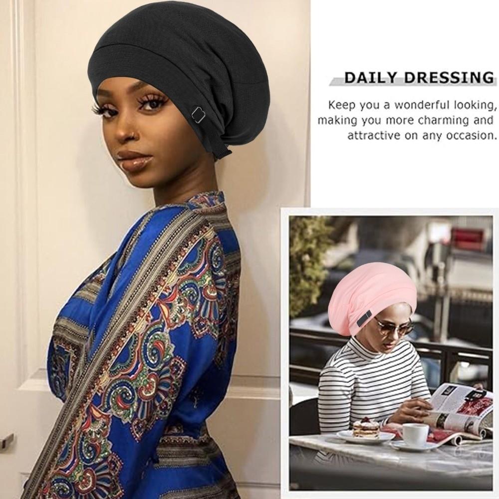 Satin Lining Baggy Hat Solid Color Women's Bonnets Casual Night Sleep Cap