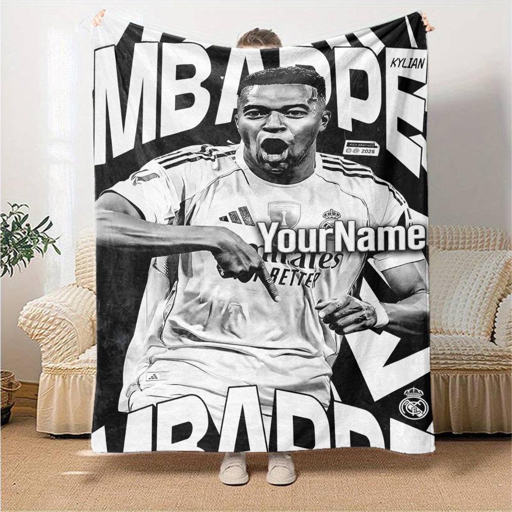 Mbappe Text Decke Geschenk Personalisierte Decke Warme Dekoration für Picknicks Bett Büro Sofa Vier Jahreszeiten Universell