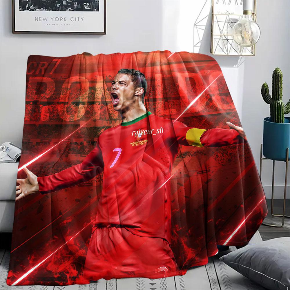 1PC CR7 Patterned Flannel Blanket Suitable For All Seasons for Home Decor Warmth and Comfort Gifts Holiday Present