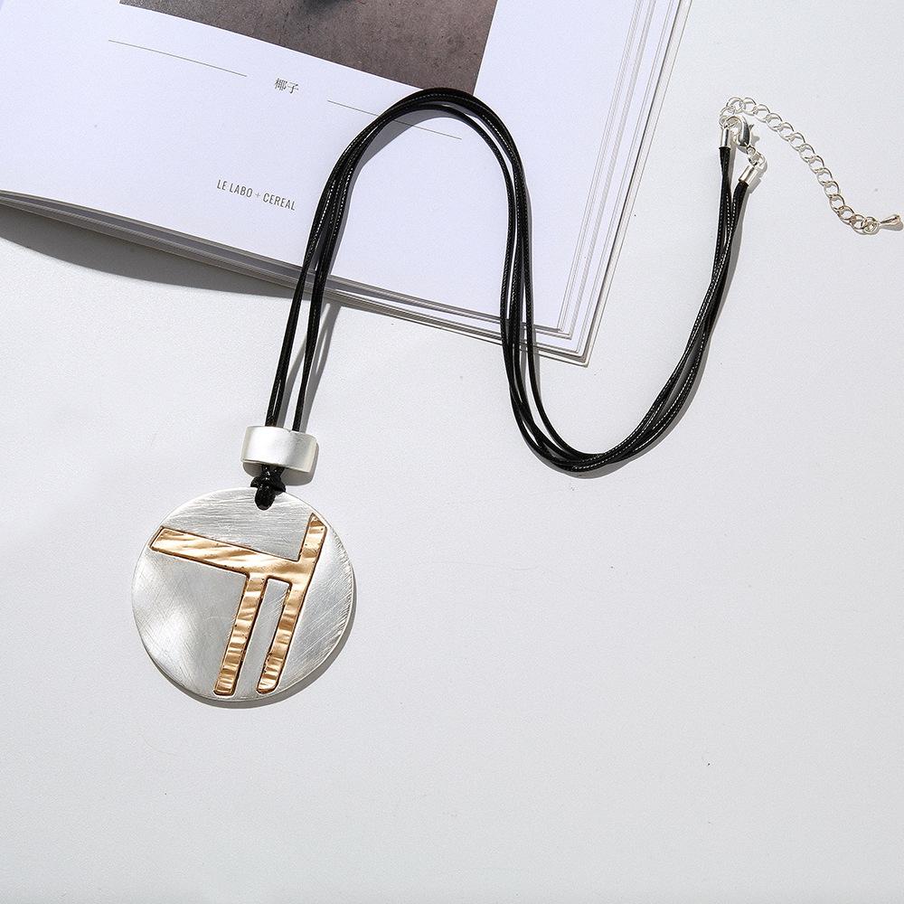 Necklace Atmospheric Geometric Round Long Stylish Simple Alloy Sweater Chain