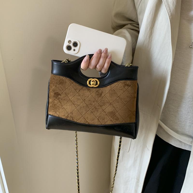 Rhombus Chain Bag Women's Large-capacity 2025 New Autumn and Winter Retro Matte Messenger Bag Commuter Tote Bag