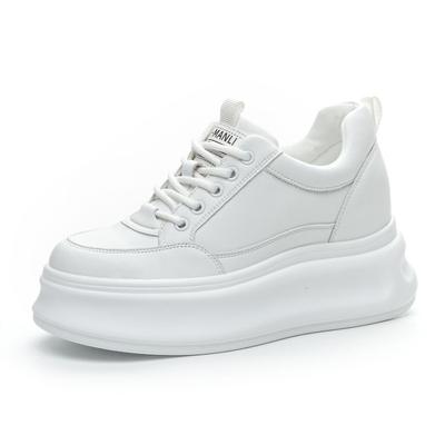 2025 Summer Genuine Leather Platform Wedge Shoes 8cm Air Mesh Chunky Sneakers Breathable New Fashion Women Spring Autumn Pumps