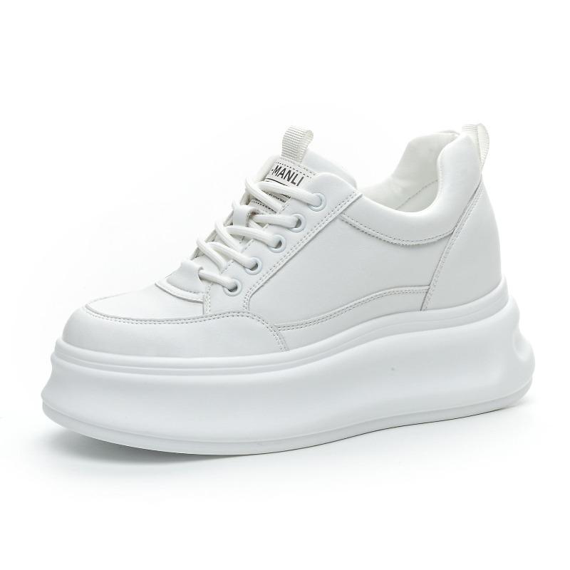 Fashion 2025 Summer Genuine Leather Platform Wedge Shoes 8cm Air Mesh Chunky Sneakers Breathable New Fashion Women Spring Autumn Pumps
