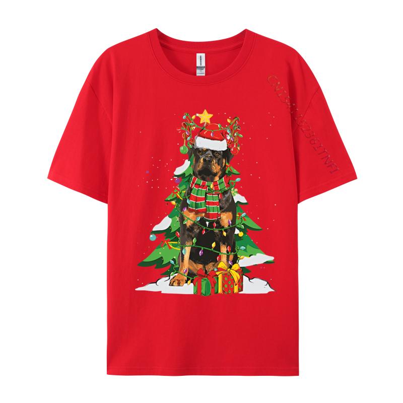 Santa Reindeer Rottweiler Dog Xmas Tshirt Graphic Tee Shirt Male Vintage Cotton Tops Tees Cute Oversized T Shirt