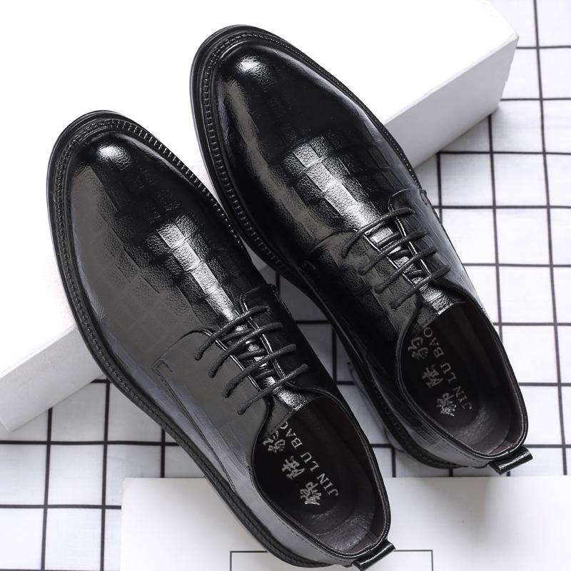 Fashion Men's Summer Business Dress Black Casual Interior Height Increasing Wedding Suit Breathable British Groom Men's Shoes