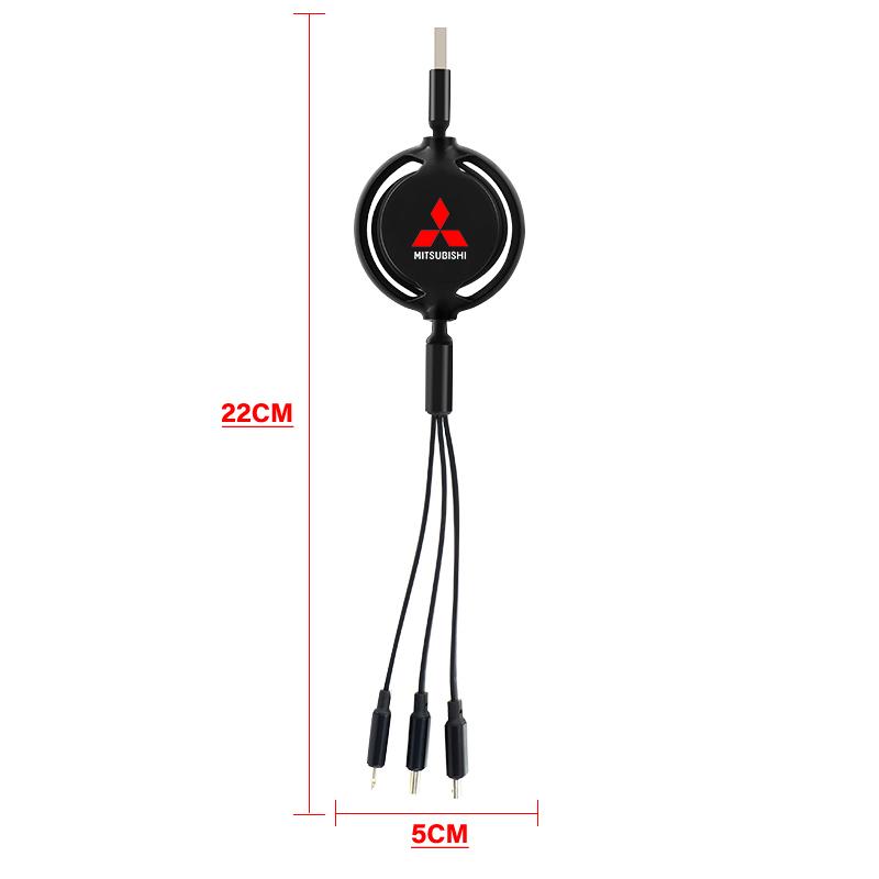 Car Mounted Telescopic Three In One Mobile Phone Charger For Mitsubishi ASX Lancer Pajero Outlander L200 EVO Lancer EX