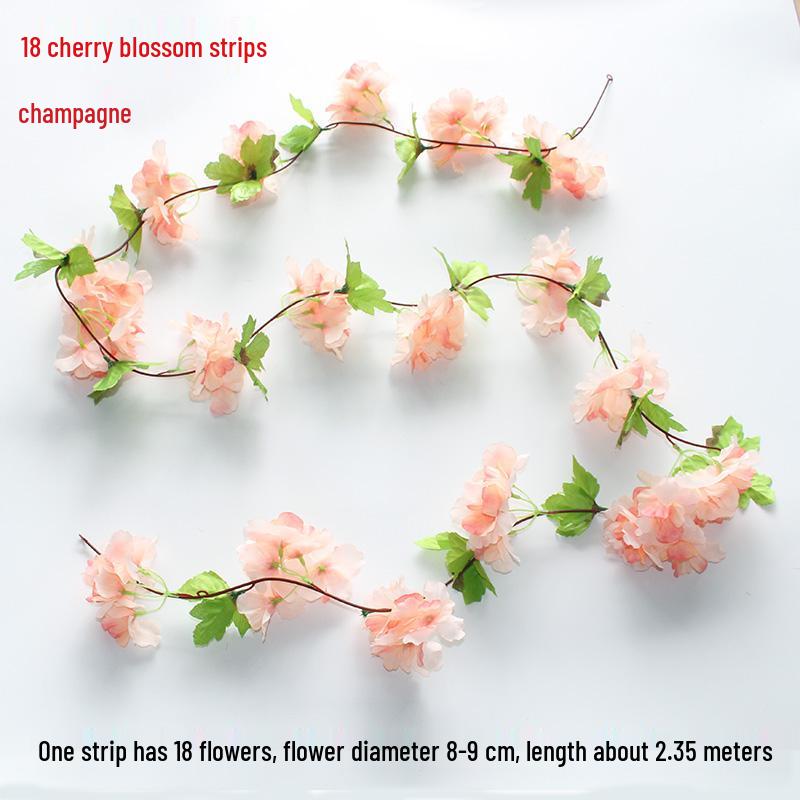 Artificial Rose & Green Leaf Vine for AC Decoration