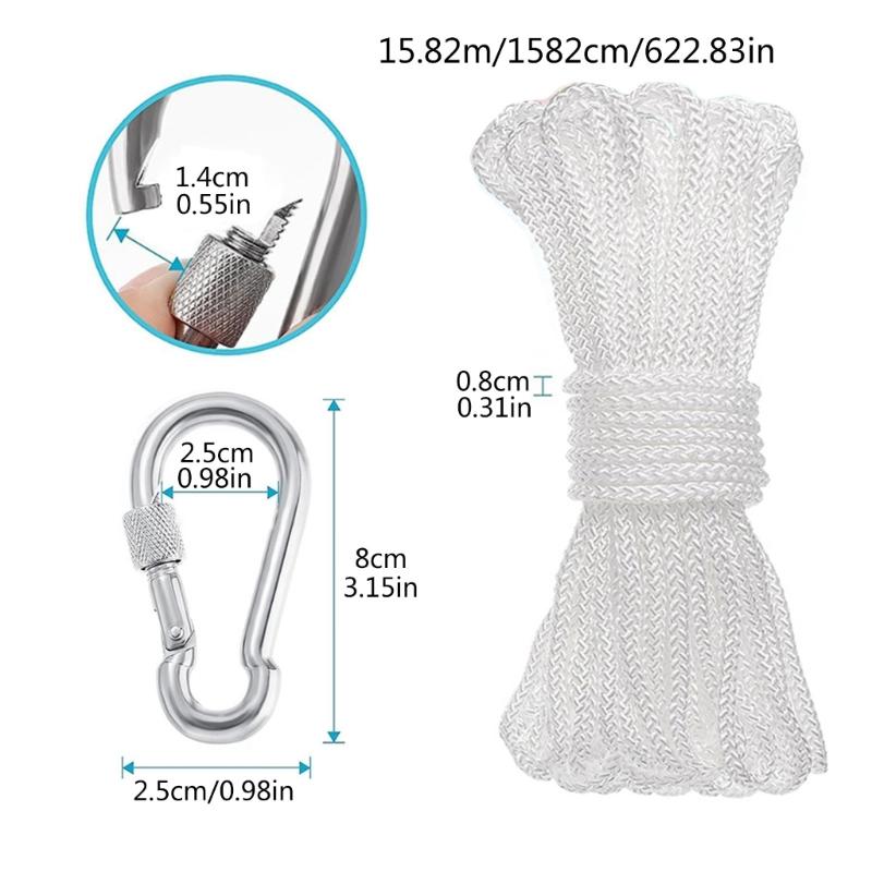 Rescues Climbing Rope Braided Rope Life Buoy Rope with Spring Hook for Ring Buoy