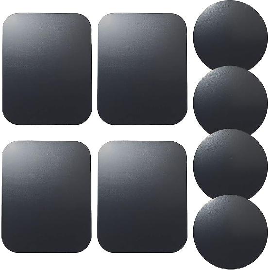 SALEX Replacement Metal Plates Set for Magnetic Car Phone Holders, Wall & Air Vent Mounts, Cases, Magnets. Kit of 4 Black Round Iron Discs Without