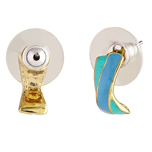 Estele 24Kt Gold Plated Enamel Overlapping Stud Earrings for Women, One Size (368/712 ER)