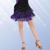 Womens Latin Dance Top With Fringe Rhinestone Embellishment Long Sleeve Modern Ballroom Costume
