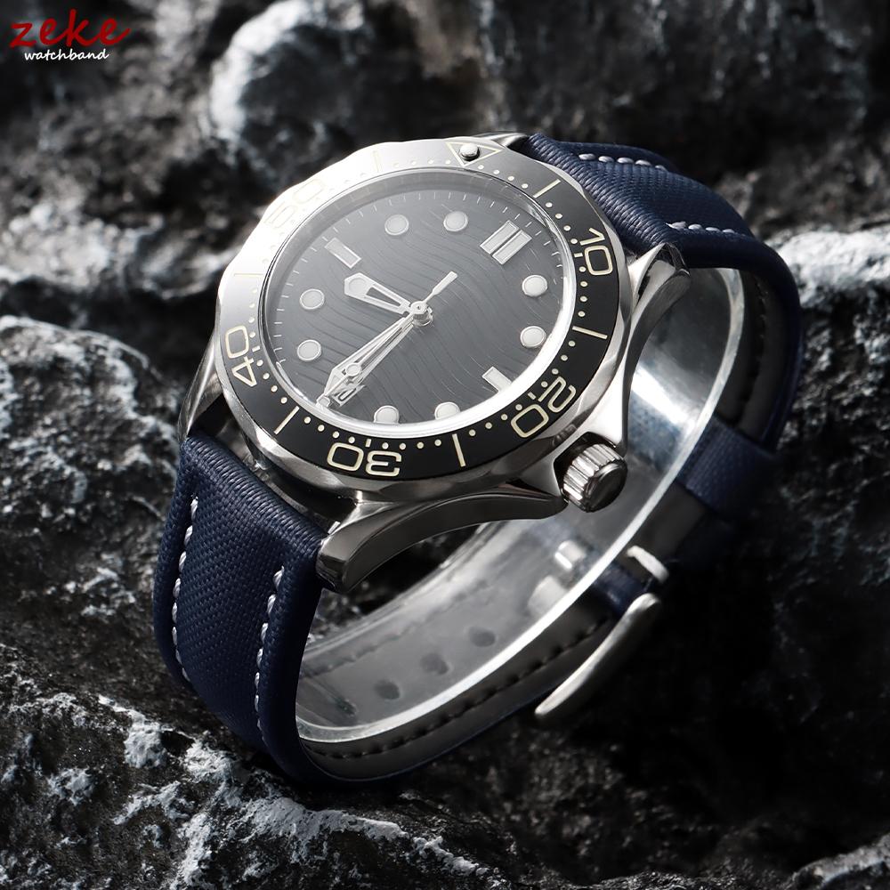 Pasek do zegarka z płótna żaglowego do Blancpain Nylonowe płótno 18mm 19mm 20mm 21mm 22mm Pasek do zegarka z szybkim mocowaniem Pasek na nadgarstek z prawdziwej skóry