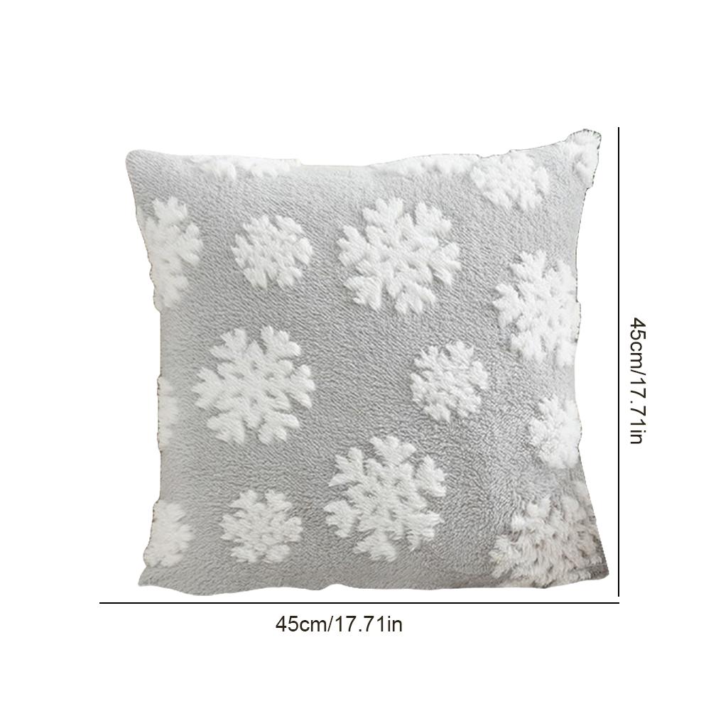 Christmas Cushion Cover Pillow Case for Sofa Decor (Light Grey Small Snowflake)