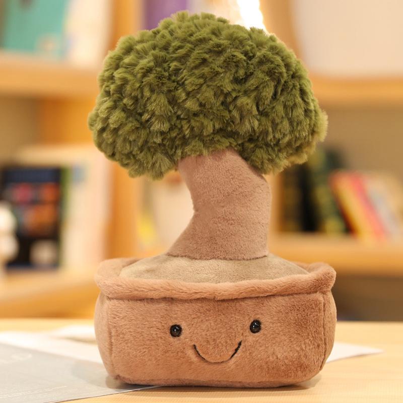 Lifelike Plush Fortune Tree Toy Stuffed Pine Bearded Trees Bamboo Potted Plant Decor Desk Window Decoration Gift for Home Kids