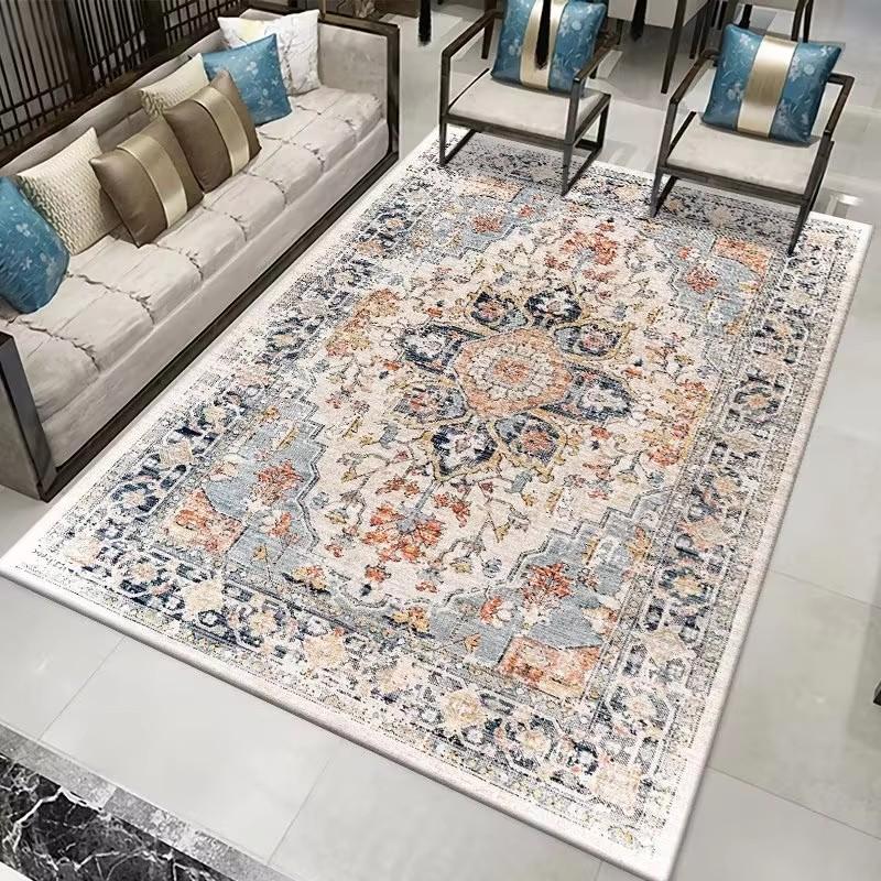 American Style Blue Persia Carpet Living Room Decoration Sofa Table Area Rugs Easy Clean Bedroom Cloakroom Floor Mat Non-slip