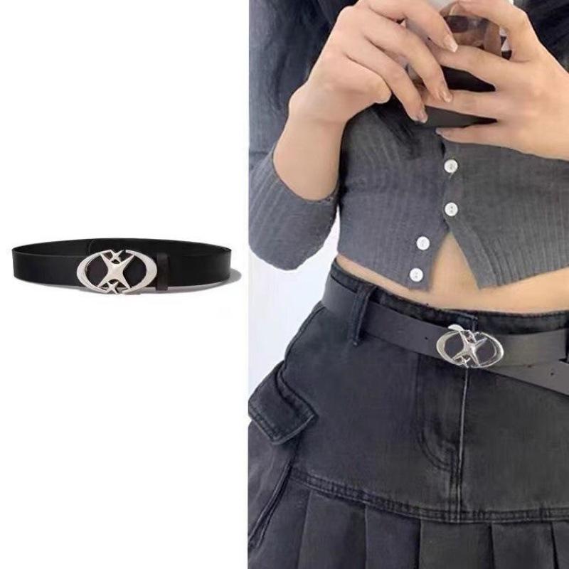 Star Black Trendy Womens Belt Elegant Pu Design Perfect For Outfits Summer