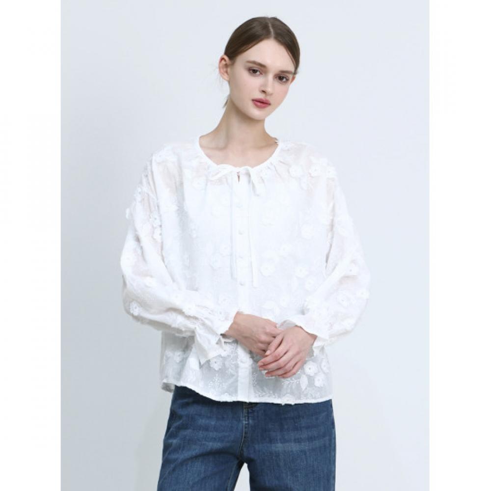Ozoc 3d Flower Embroidery Pattern Long Sleeve Blouse Ozoc 001