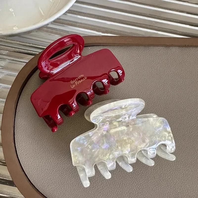 5.5cm Long Acetate Hair Crabs Red Hair Clips for Girls and Women Tie Up Hair Accessories Korean Fashon Crab Barrette Hairpin