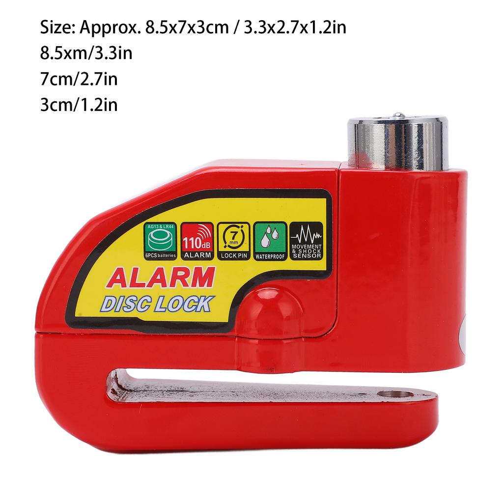 Bike Disc Brake Lock Anti Theft Electric Motorcycle Alarm Disc Lock with 110dB Alarm Sound for Motorbike Bike Scooter