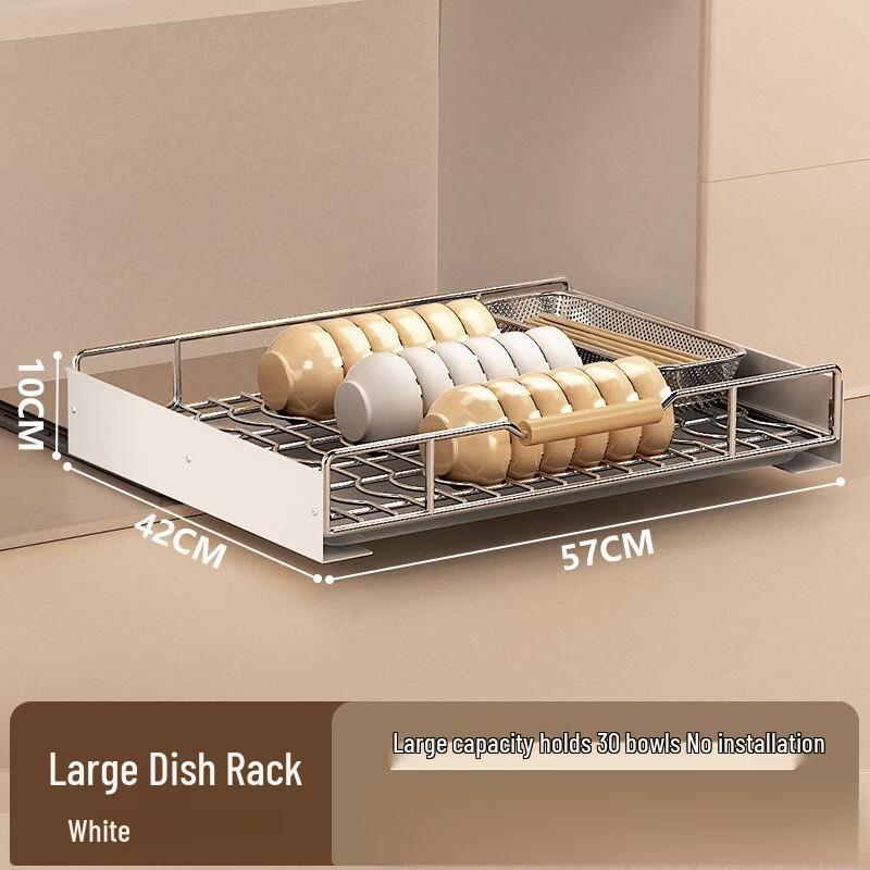 Under-Cabinet Pull-Out Dish Drying Rack with Drip Tray