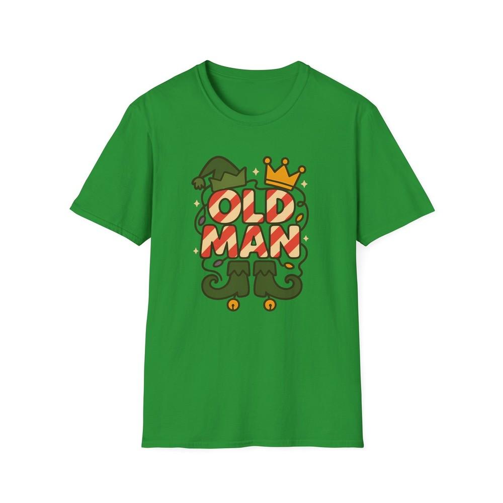 

Unisex Softstyle T-Shirt Old Man Elf Candy Cane Crown Christmas Holiday 2XL