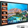 VEVOR 110Inch Diagonal Projector Screen 16:9 4K HD Projector Screen Movie Screen Fixed Frame 3D Projector Screen for Home Threater Outdoor