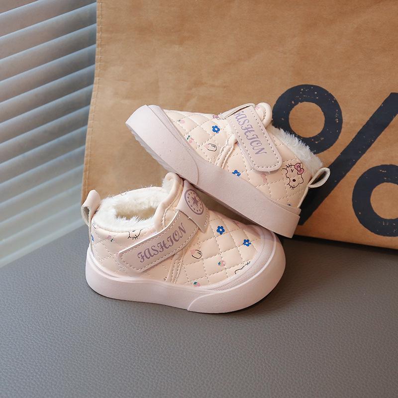 

Зимові ходунки для малюків 2025: Нековзна м яка підошва, теплі бавовняні велюрові чоботи для хлопчиків та дівчаток Size 17, 12cm internal length рожевий