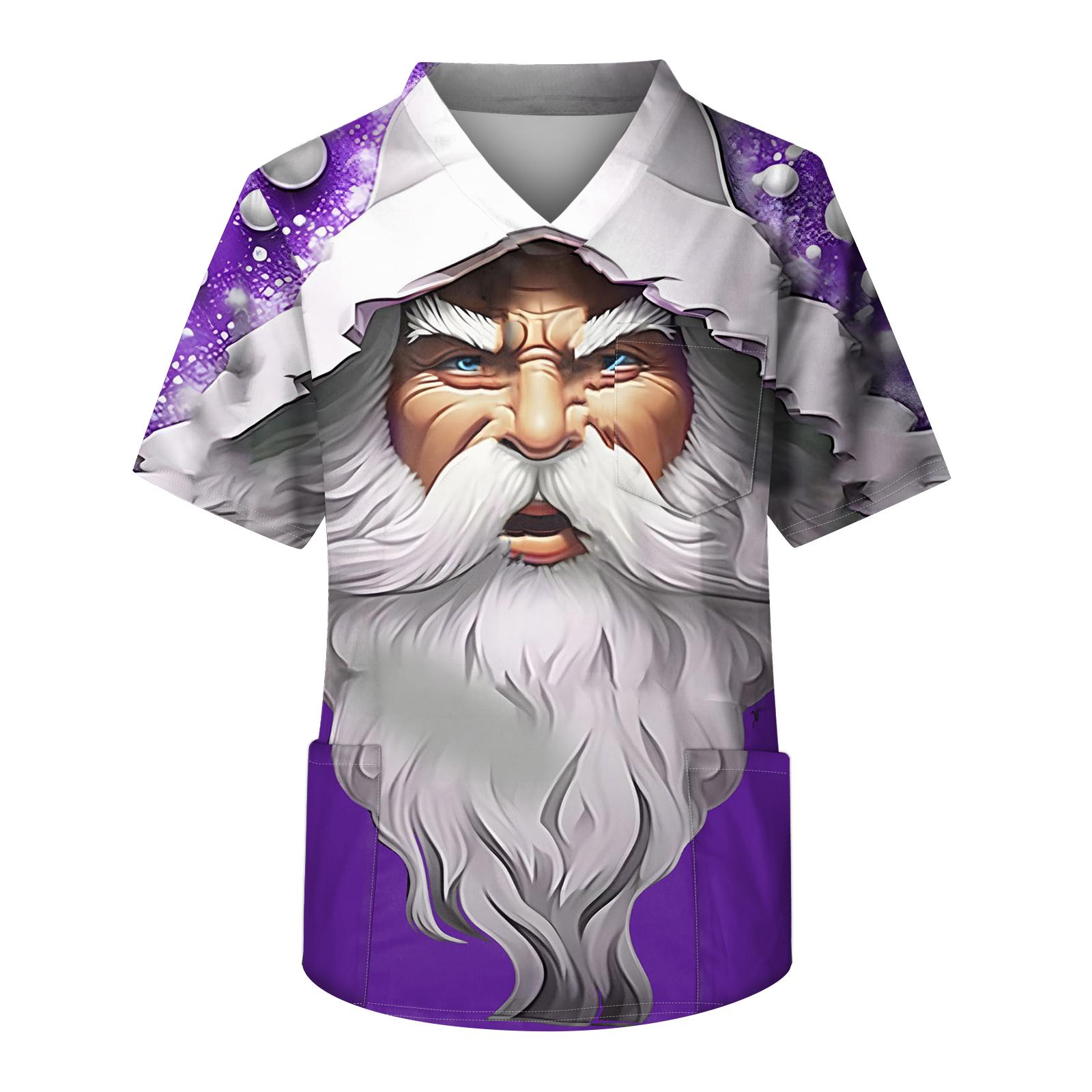 

Мужская рабочая блузка с короткими рукавами и v-образным вырезом с принтом, топ с нагрудным карманом L