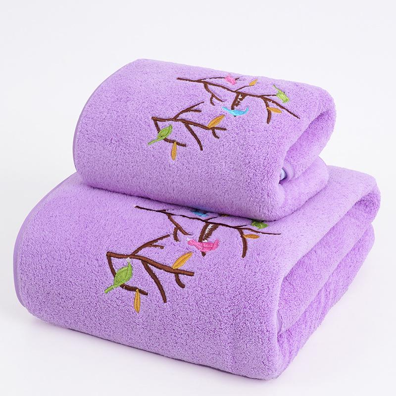 Four Seasons Thickened Polyester/Nylon Hair Drying Towel Set with Appliqué Embroidery