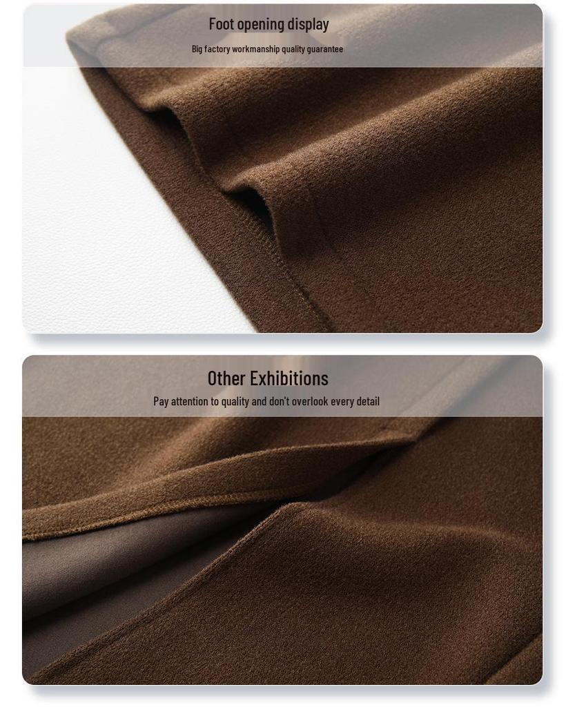 2024 Khaki Vlněná Midi Sukně pro Ženy – Podzim/Zima, Elastický Pas, Rovná Přiléhavá se Předním Rozparkem, Délka ke Kotníkům