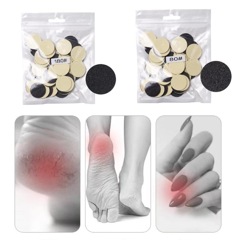 50x Foot File Disc Callus Disks Replaceable Sandpaper Discs Self-adhesive Sandpaper Disk Pads Remover Tool for Men Women