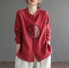 Women Casual Shirts Arrival Spring Vintage Style Stand Collar Embroidery All-match Loose Female Long Sleeve