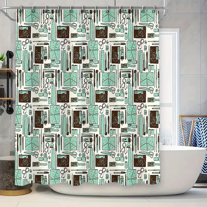 

Vintage Camera Shower Curtain Artistic Photography Lover Bathroom Decor Washable Waterproof Home Textile Accessories W60H190(CM)-1 Pcs