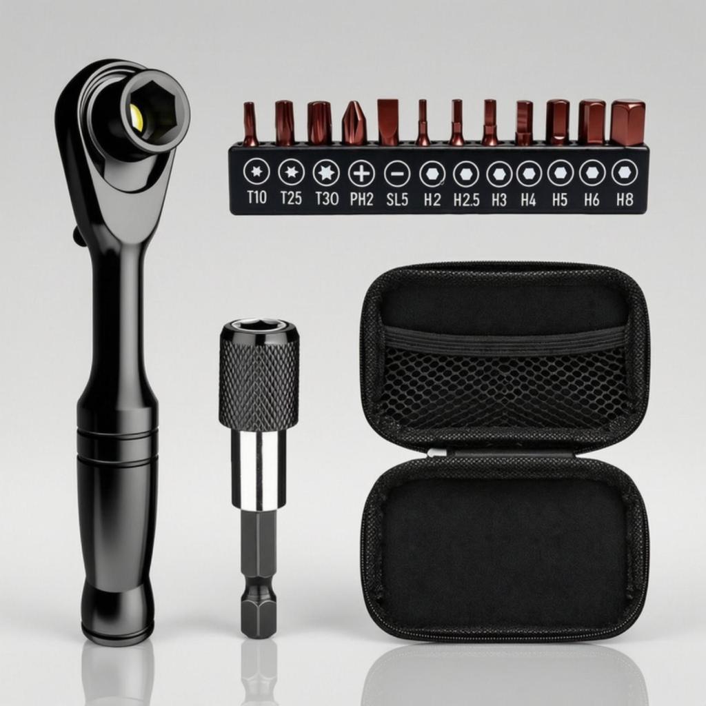 Ratchet Wrench Set with Bits FastRelease Bit Holder Reversible Interchangeable