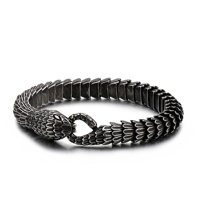 Fongten Punk Black Snake Link Chain Bracelets Bangle Stainless Steel Charm Hip Hop Personalised Men Women Jewelry