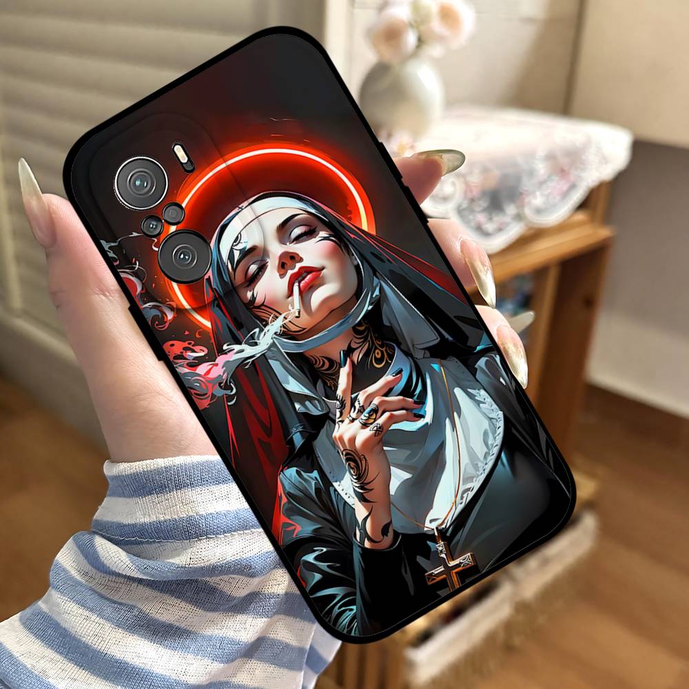 Nuns Beauty Phone Case For Xiaomi 11/12 Redmi Note 11/5G 8T 12S Ultra Black Compatible Mobile Accessory