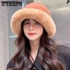 Large Furry Plush Brim Retro Women's Hats Autumn Winter Casual Versatile Warm Hats Thickened Soft Solid Color Windproof Cold-proof Hats