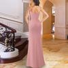 Cross-border hot sale Amazon ebay suspender dress chest wrap waist thin high split temperament evening dress long dress
