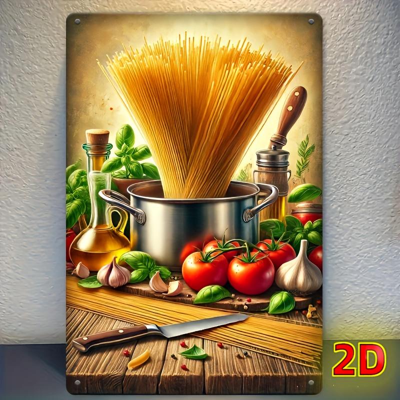 

Delicious Italian Noodles Fun Iron Wall Decor for Home Bar Garage Kitchen Waterproof and Dustproof Vintage Style Gift f 20x30cm（7.8x11.8inch）