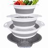Faltbares Siebset mit Abtropfschale Lebensmittelqualität Silikon Küchensieb Platzsparend D-Griff Korb für Pasta Obst Gemüse Wohnmobil Set