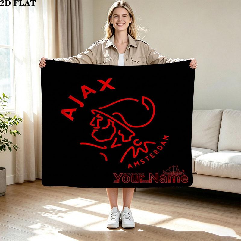 1PC AFC Ajax Custom Name Patterned Flannel Blanket Suitable For All Seasons for Home Decor Warmth and Comfort Gifts Holiday Present