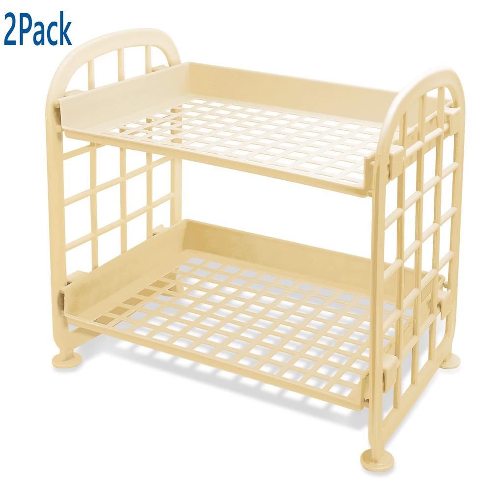 Scaffale Multifunzionale in Plastica a 2 Piani Organizer per Trucco per Skincare Ufficio Cucina Camera da Letto Bagno Scaffale Vuoto a Due Strati