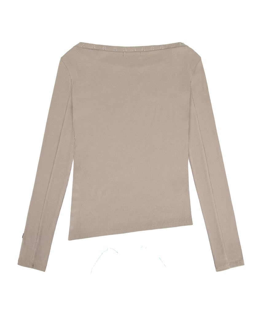 ROCKCAKE Snap Button Unbalanced Top - Beige