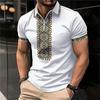 Summer Men's Zipper Short Sleeved Polo Shirt with a Collar and Casual Ethnic Style Polo Shirt