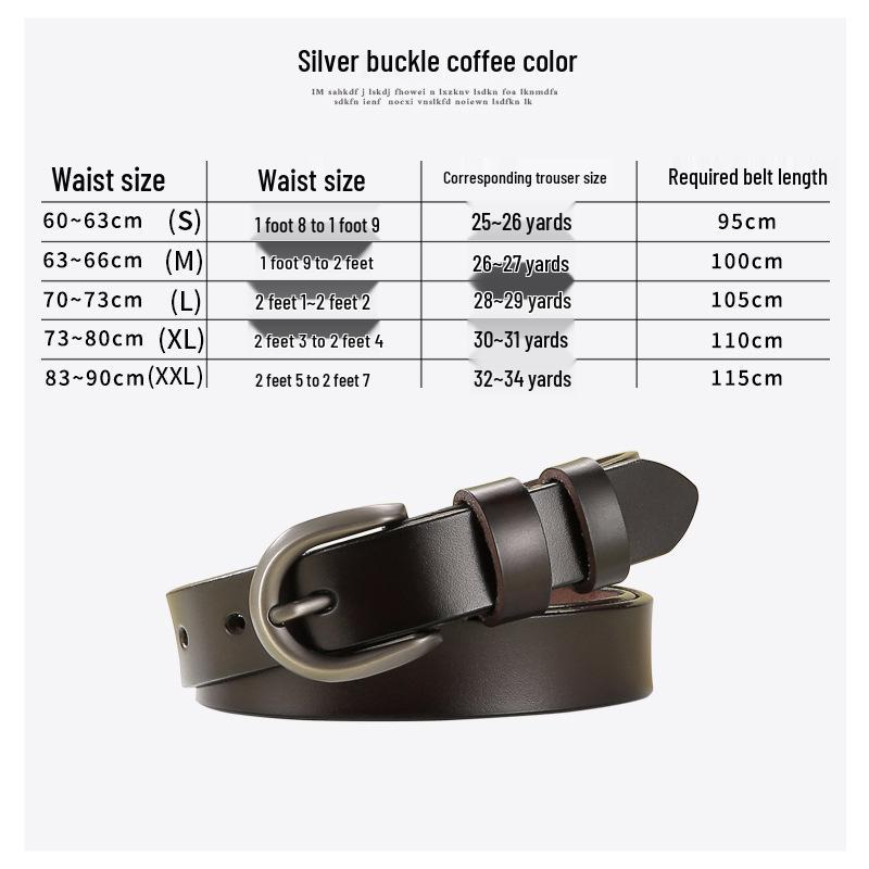 

Женский тонкий ремень из натуральной кожи черного цвета - Ретро модный аксессуар для джинсов 100 cm кофейный/коричневый