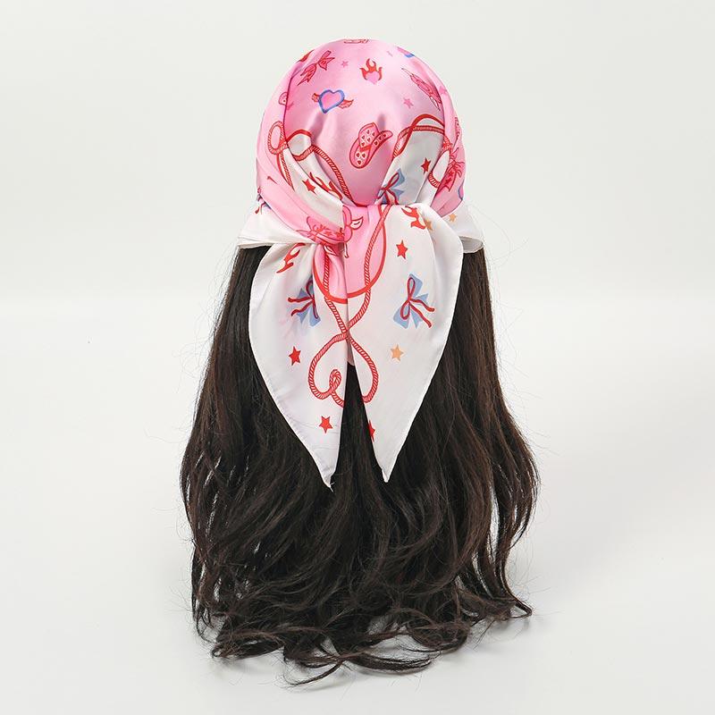 Head Scarf Women Luxury Brand Square Silk Foulard Satin Bandana Summer Soft Neckerchief Hijab Hair Scarves For Ladies