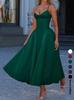 New Pure Desire French First Love Temperament Coffee Break Straps Pleated Waist Solid Color Suspender Dress